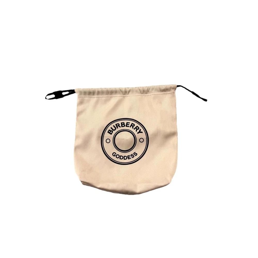 Burberry‎ Goddess Drawstring Cosmetic Pouch Beige Travel Makeup Bag Logo Promo